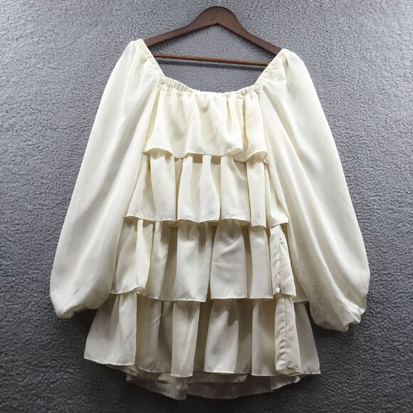WeWoreWhat Tiered Mini Dress Ivory XS - Picture 4 of 6